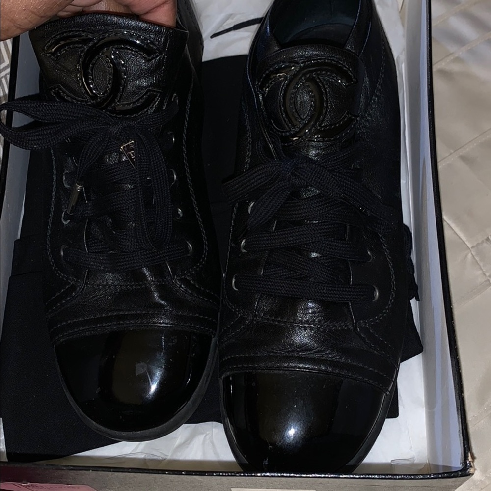 authentic leather chanel sneakers.